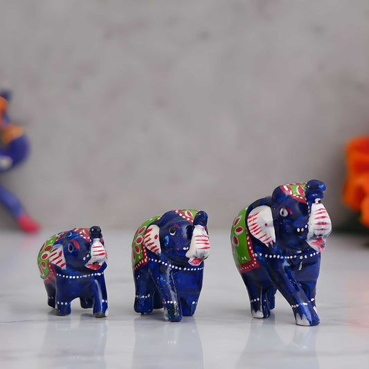 (BUY 2 GET 1 SMALLEST FREE )Multicolor Elephant Statues Animal Figurines Decorative Showpieces