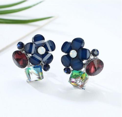 -57% Platinum Plated Multicolor Rose Inspired Clip-On Earrings ( BF12 )