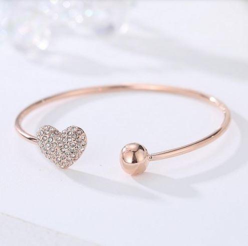 Rose Golden American Diamond Heart Bracelet ( BF 40 )