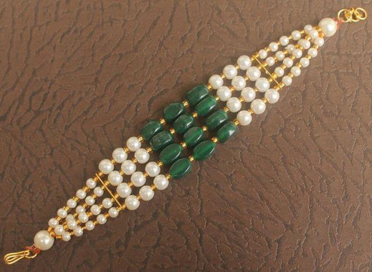 Glass Beaded Designer 4 Layer Bracelets Green ( BF 49 )