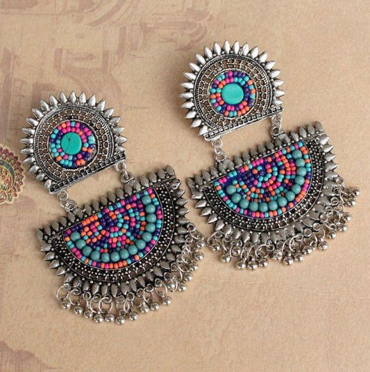 Multicolor German Silver Afghani Earrings ( BF 6 )