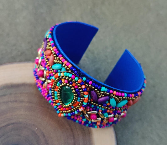 Beautiful Dark blue base colorful beaded Bracelet