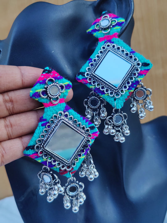 Beautiful mirror touch beaded jhumka