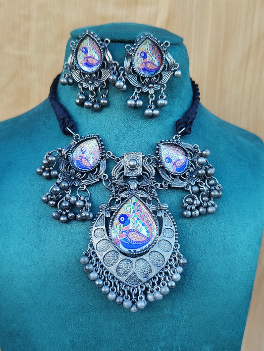 Beautiful peacock print jewellery