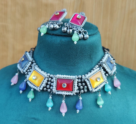 Colorful Square line stone Jewellery