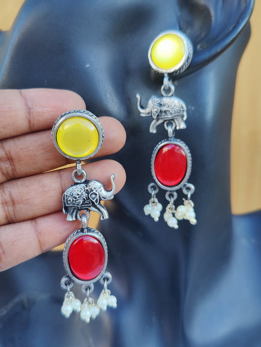 Elegent elephant Red Yellow Stone Jewellery