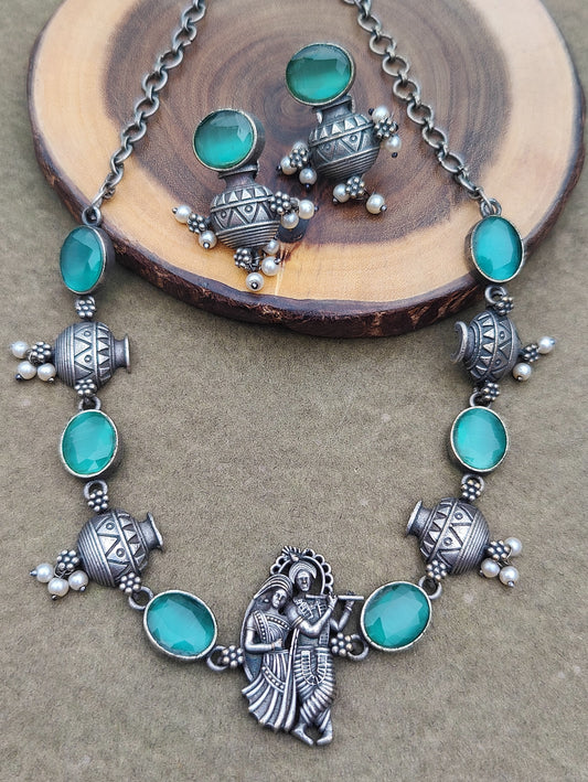 Radha krishna matka touch necklace set