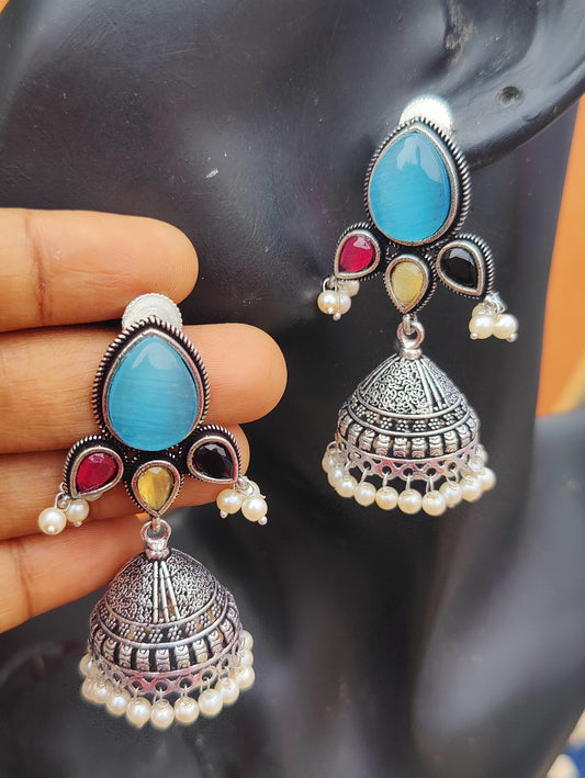 Beautiful Multicolor gemstone jhumka