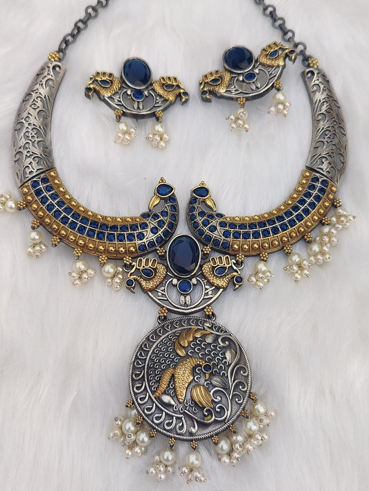 Beautiful Peacock pearl golden touch designer set