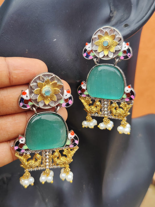 Big Gemstone meenakari Earing