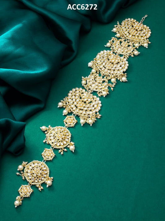 Charming traditional white beaded Maang Tikka ( PZ 104 )