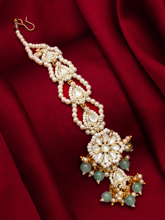 Abstract pearl line kundan Maang Tikka ( PZ 107 )