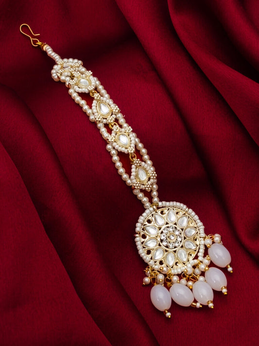 Abstract kundan white stone Maang Tikka ( PZ 111 )