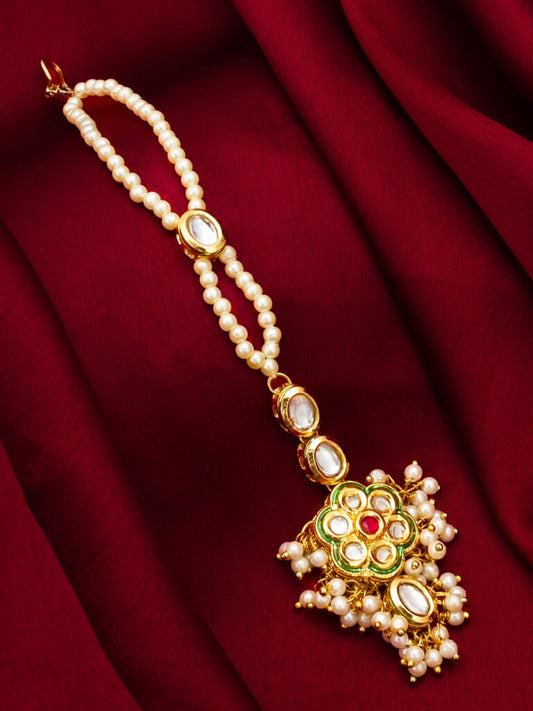 Delicate kundan white pearlline Maang Tikka ( PZ 112 )