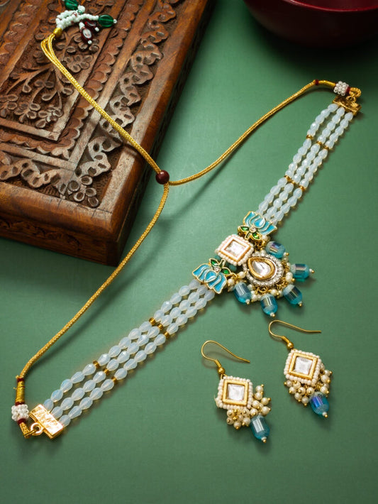 Delicate pearl line kundan set ( PZ 14 )