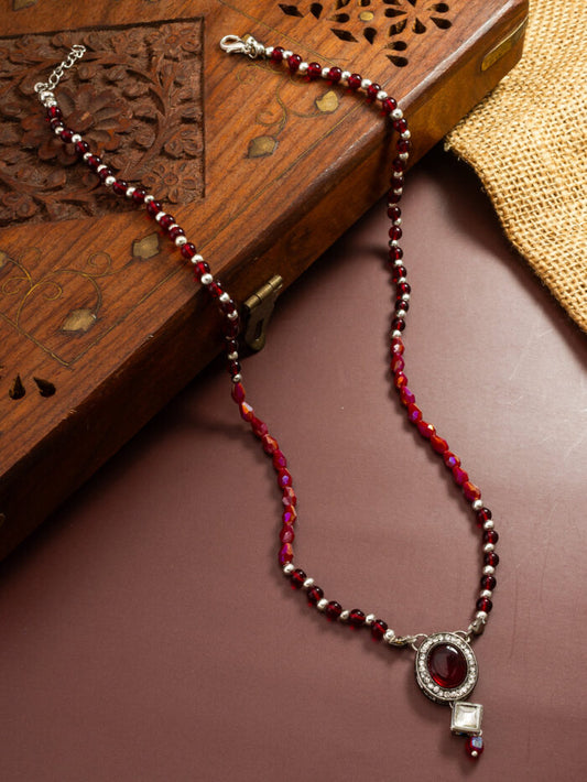 Delicate maroon crystalised necklace ( PZ 19 )