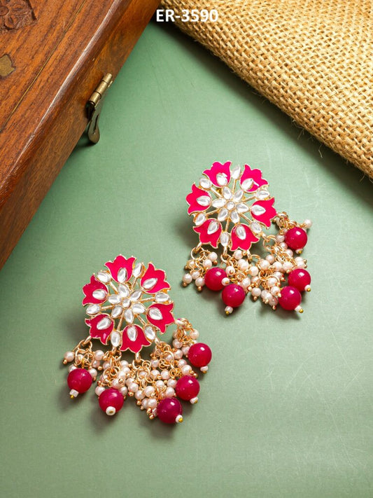 Beautiful dark pink Earrings ( PZ 33 )