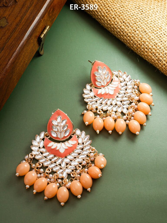 Abstract peach Earrings ( PZ 34 )