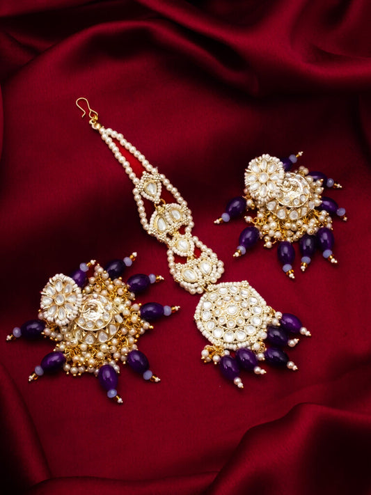 Beautiful purple beaded Maang Tikka ( PZ 43 )