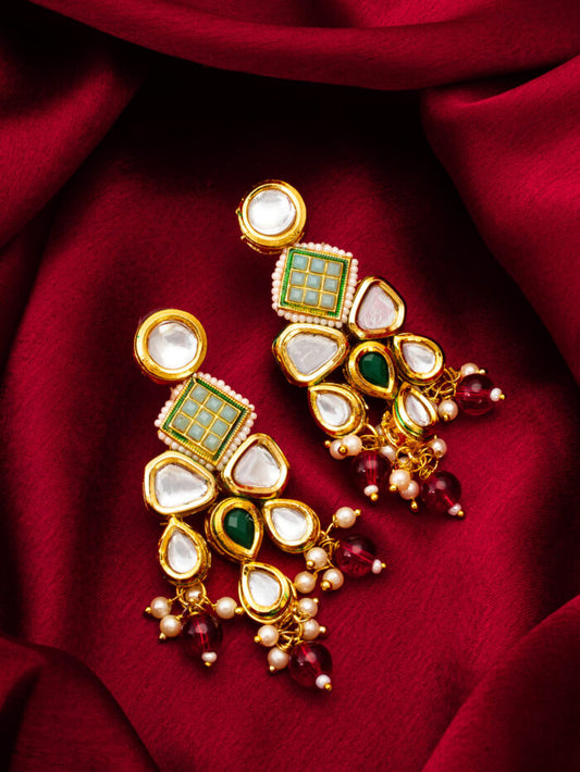 Charming Kundan beaded Earrings ( PZ 56 )