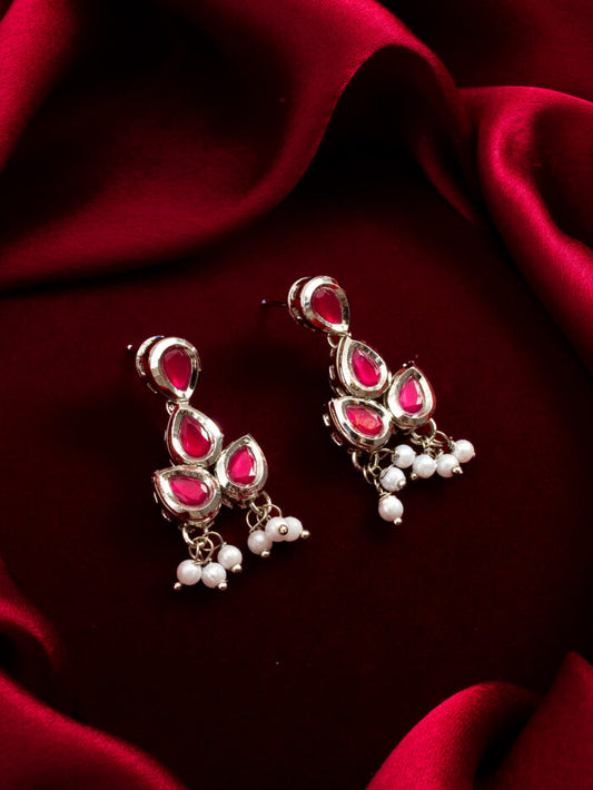 Beautiful pink kundan Earrings ( PZ 74 )