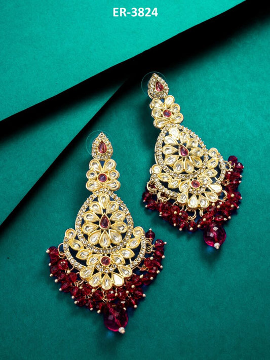 Beautiful maroon jadtar Earrings ( PZ 78 )